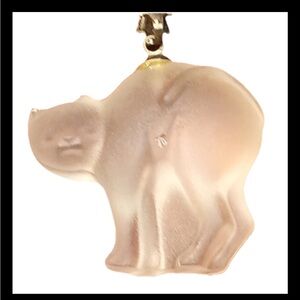 Vintage Frosted Glass Bear Pendant in Soft White